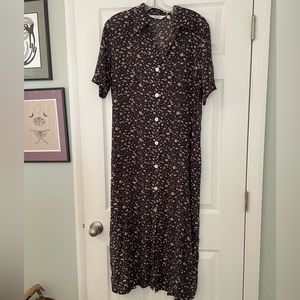 & Other Stories Stockholm Atelier button front midi dress in spotted pattern- 10